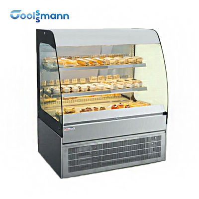 Supermarket Cake Display Cooler Curved Front Glass Bakery Counter Cabinet Fridge