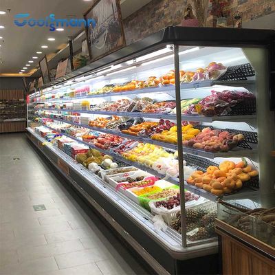 Merchandiser più freddo dell'esposizione aperta del frigorifero con la striscia antiurto