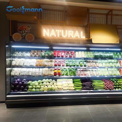 Dispositivo di raffreddamento aperto dello scaffale regolabile della tenda di Front Refrigerated Display Case Air di quattro strati